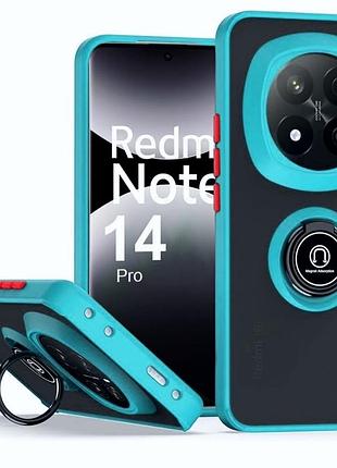 Чехол fiji colorframe для xiaomi redmi note 14 pro 5g матовый бампер с кольцом подставкой turquoise