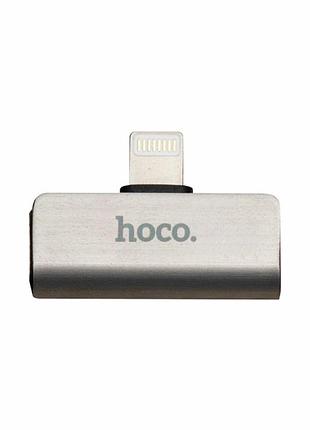 Перехідник hoco ls24 dual lightning converter 2xlightning 2a сталевий метал для заряджання та навушників