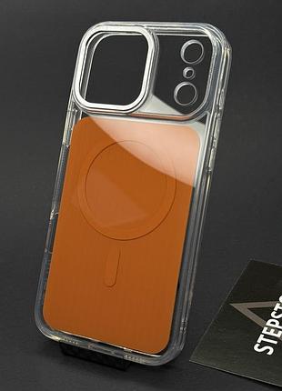 Чехол для iphone 17 pro clear case with magsafe с цветной крышкой и защитой на камере оранжевый (cosmic orange)