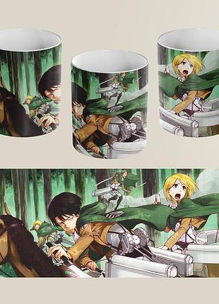 Керамическая чашка атака титанов (attack on titan) - леви аккерман, 330 мл