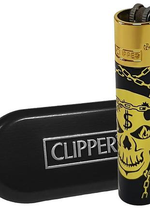 Зажигалка clipper металлическая “deadly chains gold”