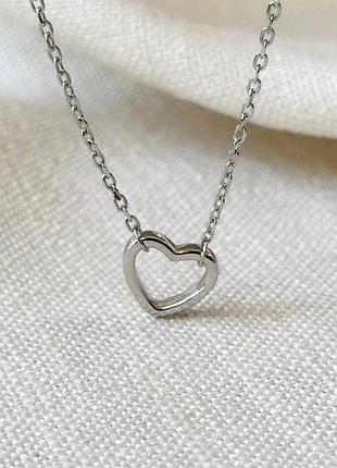 Серебряное колье сердце” 2