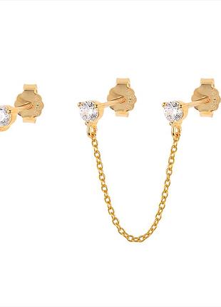 Серебряные серьги в позолоте 076-10195