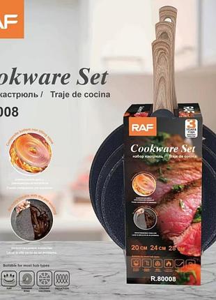 Набор сковородок frying pan cookware set raf r.80008 (3 штуки).