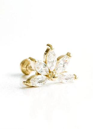 Серебряная серьга в позолоте 076-10199
