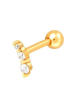 Серебряная серьга в позолоте с камушками 076-10235