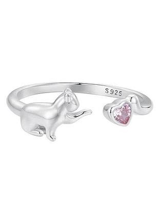 Серебряное кольцо котик 077-95248