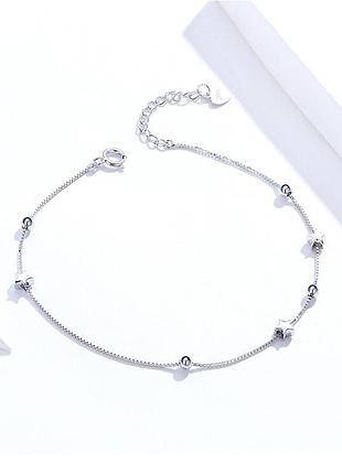 Серебряный браслет сердца 3