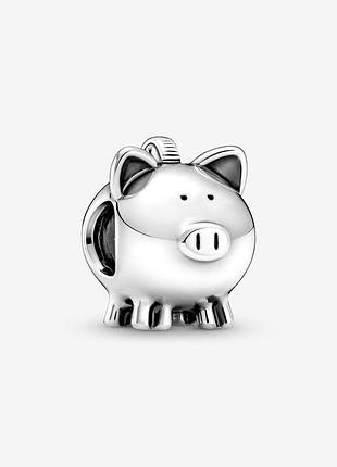 Серебряный шарм (бусина) на браслет или цепочку cute piggy bank