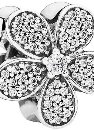 Серебряный шарм пандора "сверкающая ромашка" 791480cz