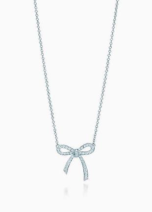 Серебряное ожерелье сверкающий бант