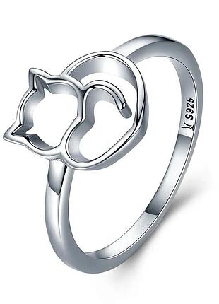 Серебряное кольцо "котик" 56