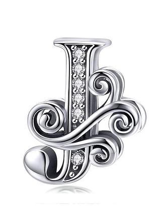 Срібна намистина "літера j"
