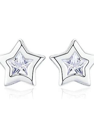 Серебряные серьги звезды 077-95138