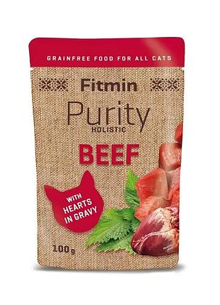 Паучи fitmin cat purity pouch говядина серцем 100г