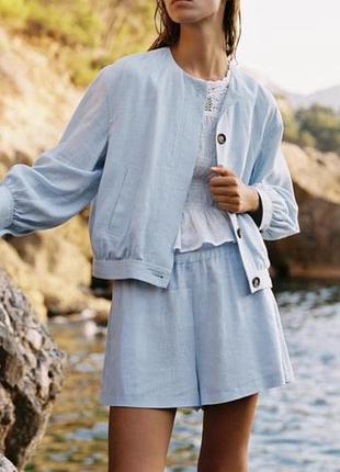 Костюм з льону zara бомбер та шорти бермуди
