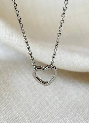 Серебряное колье "сердце” 3