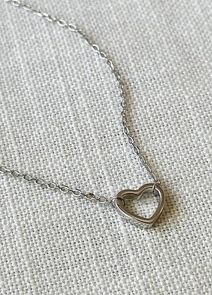 Серебряное колье "сердце” 5