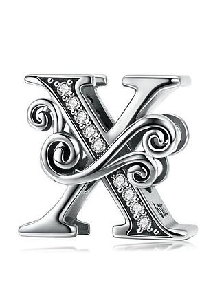 Серебряный шарм (бусина) на браслет или цепочку буква x