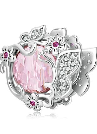 Серебряный шарм (бусина) на браслет или цепочку красивая бабочка