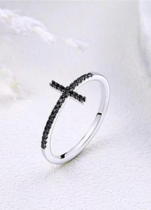 Серебряное кольцо "крест" 3