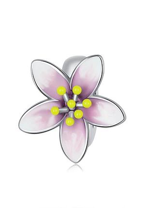 Серебряный шарм (бусина) на браслет или цепочку цветок 077-11580