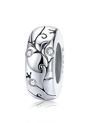 Серебряный шарм (бусина) на браслет или цепочку "листки"