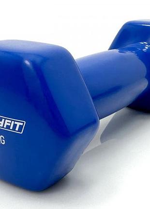 Гантель для фітнесу easyfit ef-0015-bl, вінілова, шестикутна, 1,5 кг, синя (1 шт.)