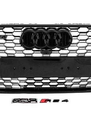 Передняя решетка rs-style с надписью quattro (2016-2019, черная) для ауди a4 b9