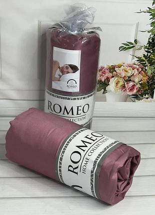 Простынь сатиновая на резинке с наволочками romeo home 180 на 200 см сиреневая