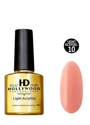 Рідкий акригель light acrygel 10 персиковий пастельний hd hollywood