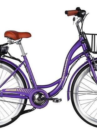 Велосипед уцінений з електроприводом 26" st dorozhnik eaquamarine bh рама-17" 36b 13а*г 500вт фіолетовий з кошиком 2026