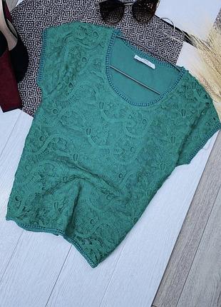 Мереживна блуза mango xs s пряма блуза зелена