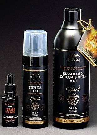 Набор мужской косметики шампунь, пенка и сыворотка для бороды men energy