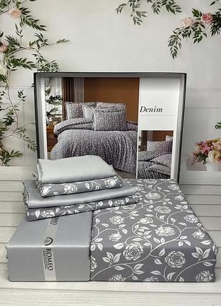 Постельное белье сатиновое romeo home евро размер 200 на 220 см denim