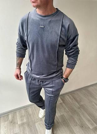 Мужской спортивный брючный костюм велюровый велюр повседневный