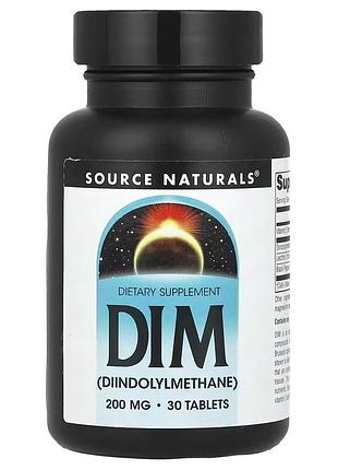 Дііндолілметан, 200мг, dim, source naturals, 30 таблеток