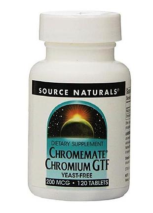 Хром gtf 200 мкг, chromemate, source naturals, 120 таблеток