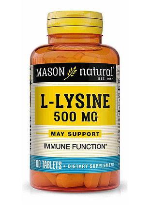 L-лизин 500мг, l-lysine, mason natural, 100 таблеток