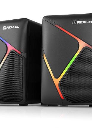Колонки real-el s-75 black (6вт, usb, с подсветкой)