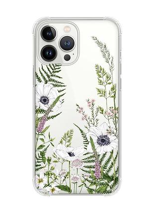 Чохол із потовщеними кутами на iphone 14 pro max :: квіти польові (принт 363)