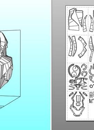 Шлем assault helmet killzone: shadow fall конструктор из картона papercraft паперкрафт игровой персонаж 8