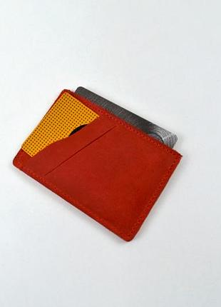 Холдер для карточек кожа красный