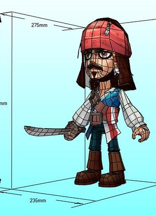 Paperkhan jack sparrow character hero 3d фигура арт. 401.23.204 джек воробей персонаж герой паперкрафт дисней