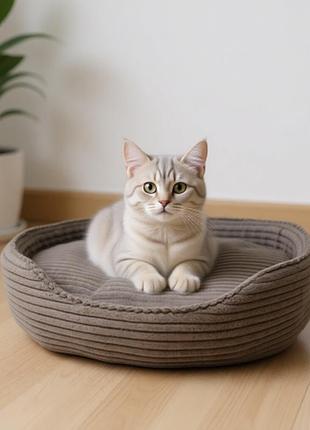 Лежак для собак и котов денди коричневый №2 370х490х100