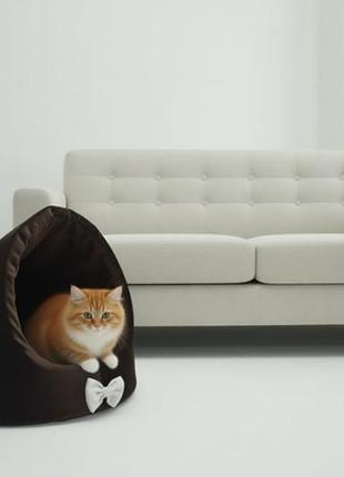 Домик будка для кошек и собак мышка коричневая 380х520х460