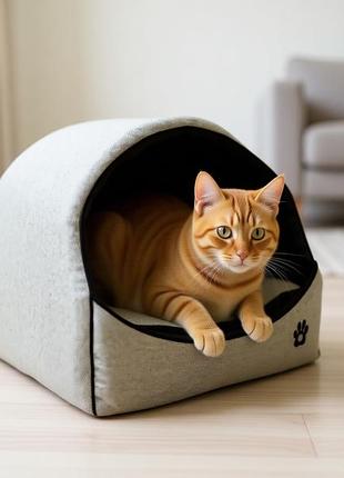 Будка для котів і собак лофт коричневий коричневий, 425х375х375