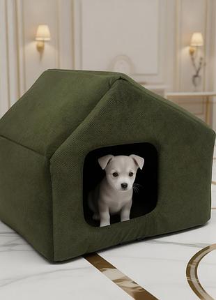 Домик для собак и котов блиц хаки №2 390х450х400