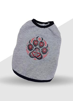 Майка для собак трикотажная микс-вышиванка серая 28х40