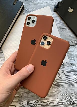 Силиконовый чехол silicone case для iphone 15 , бесшовный, с закрытым низом —61 caramel